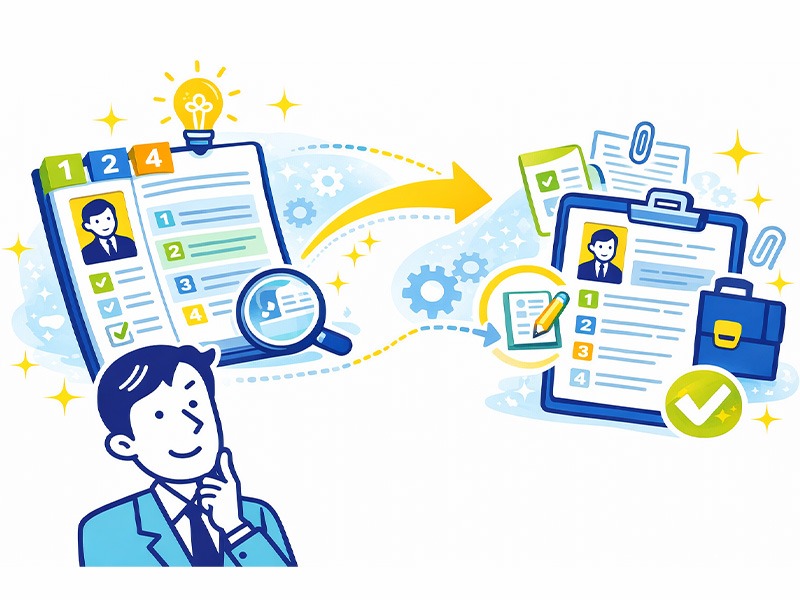 ジョブカードと履歴書・職務経歴書の違いを示すイメージ