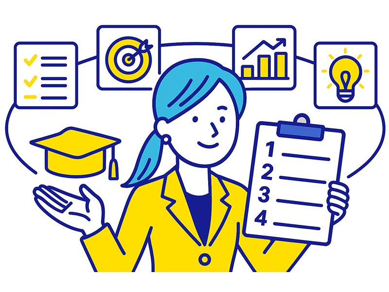 ジョブカード様式1〜4の特徴を表現したイラスト。各様式の違いと役割をイメージ化した図。