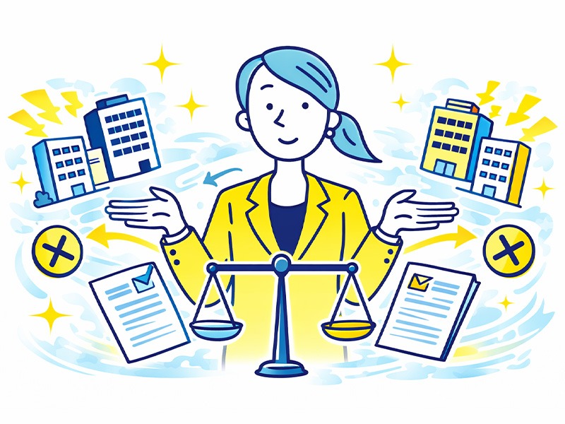 求人紹介を行わず中立的に履歴書・職務経歴書の添削を行う有料添削サービスのイメージイラスト