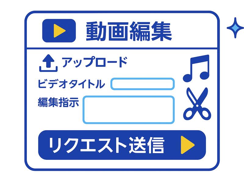 動画編集代行依頼の専用フォームで簡単に依頼できる様子を表したイラスト