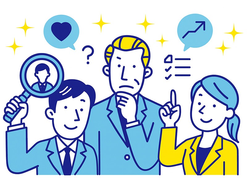 企業研究における組織・カルチャー理解の深め方を表したイラスト。社風や価値観、評価基準を整理して働く環境との相性を見極めるイメージ。