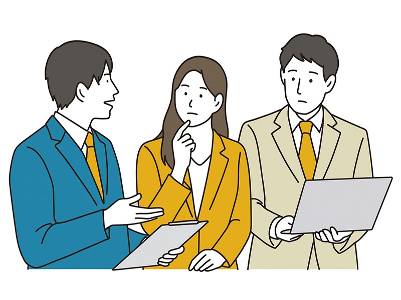 格安スカウト代行サービスのシルバープランとゴールドプランを比較・検討する打ち合わせシーンのイラスト