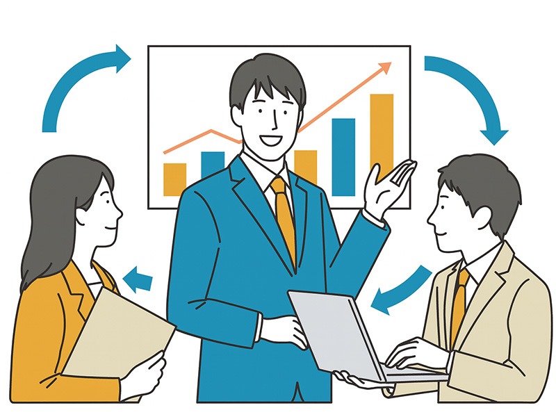 バイトルNEXTの掲載・反響・改善サイクルを通じて成果を高める運用体制を表現したイラスト