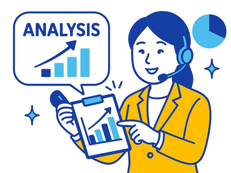 マイナビバイト求人掲載の効果分析と改善提案を行う代理店サポートイラスト