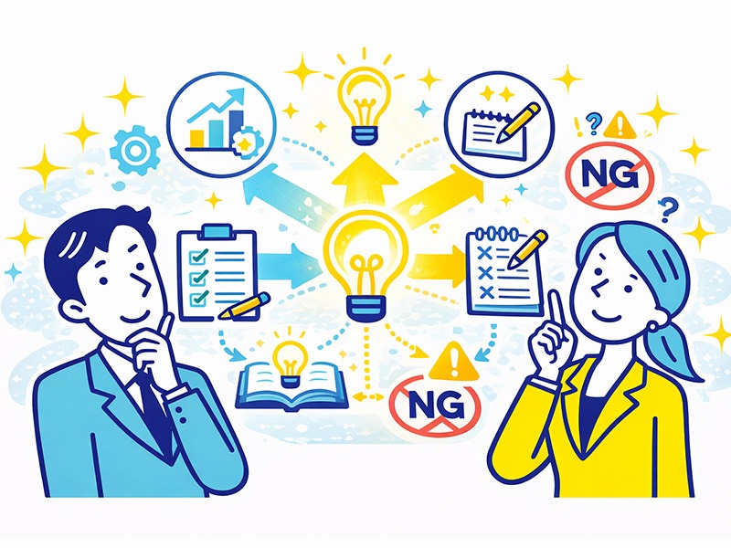 転職の一次面接でよく聞かれる質問に対する回答例と対策を整理し、中途採用で求められる回答の方向性を理解するイメージイラスト