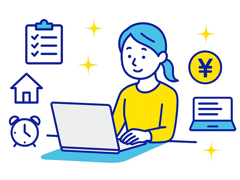 在宅ワークやリモート副業の中から、初心者でも始めやすい副業をランキング形式で整理したイメージイラスト