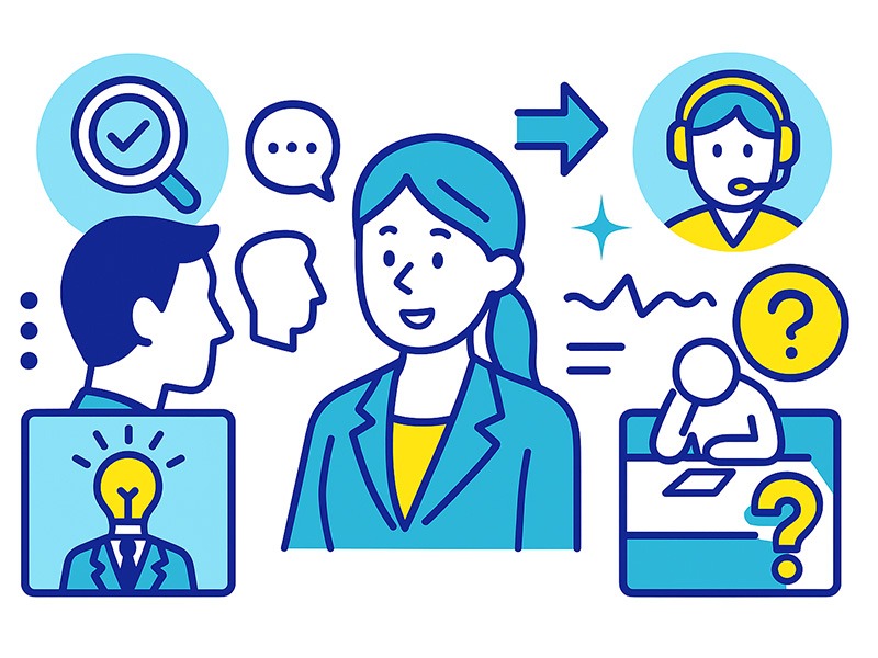 キャリアコーチング・キャリア相談・キャリアコンサルティング・カウンセリング・転職エージェントの違いをアイコンで比較したイメージイラスト。相談先ごとの特徴と向いている悩みを整理した図。