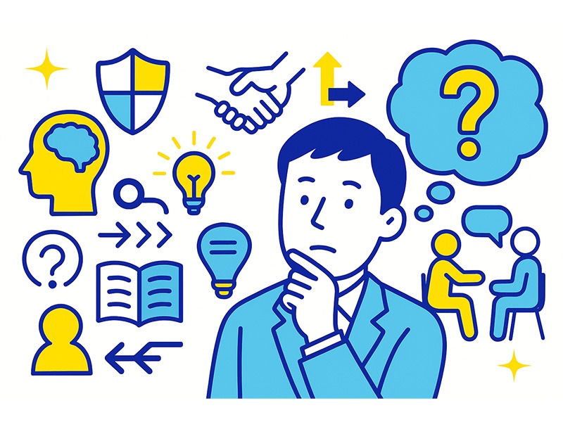 キャリアコーチングとは何かを、相談先の違いやアプローチの特徴から整理したイメージイラスト。内省支援と助言型支援の違いをアイコンで可視化した図。