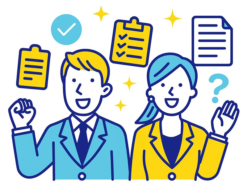 キャリアの棚卸しが役立つ場面を示すイラスト。転職活動や面接準備、評価面談で強みを整理するイメージ