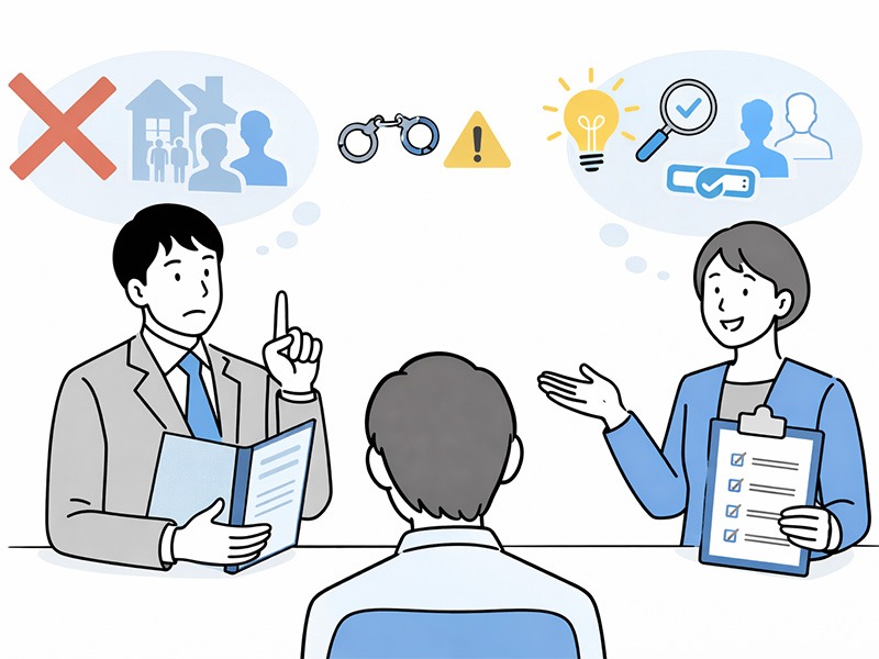 面接官マニュアルで解説する採用面接で避けるべきタブー質問の考え方を示したイメージ