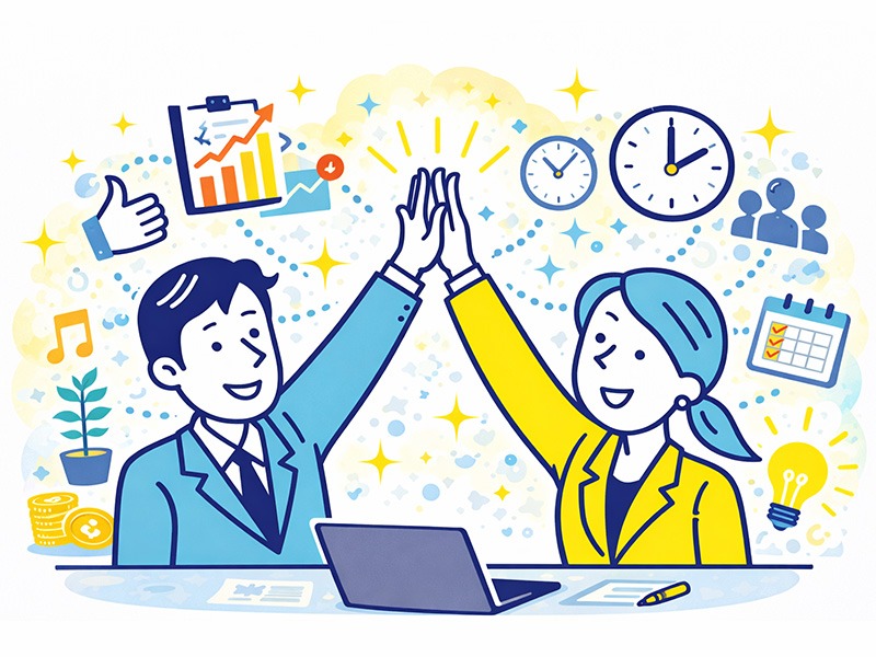 仕事モチベーションが全くない30代・40代・50代が、年代に合った方法でモチベーションの上げ方を考えているイメージイラスト