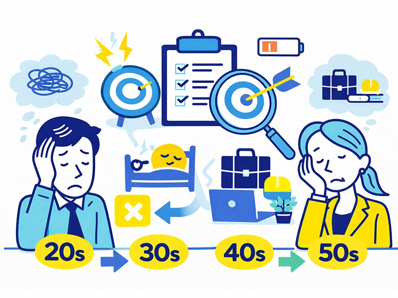 仕事行きたくない拒否反応の現実的対処をイメージしたイラスト。休養や環境調整など仕事ストレスへの具体的な対処を考える様子