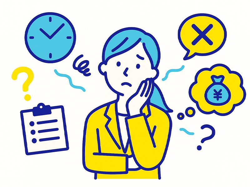 在宅ワークや副業で起こりやすい失敗パターンを、時間管理や期待値のズレなどの観点からランキング形式で整理したイメージイラスト