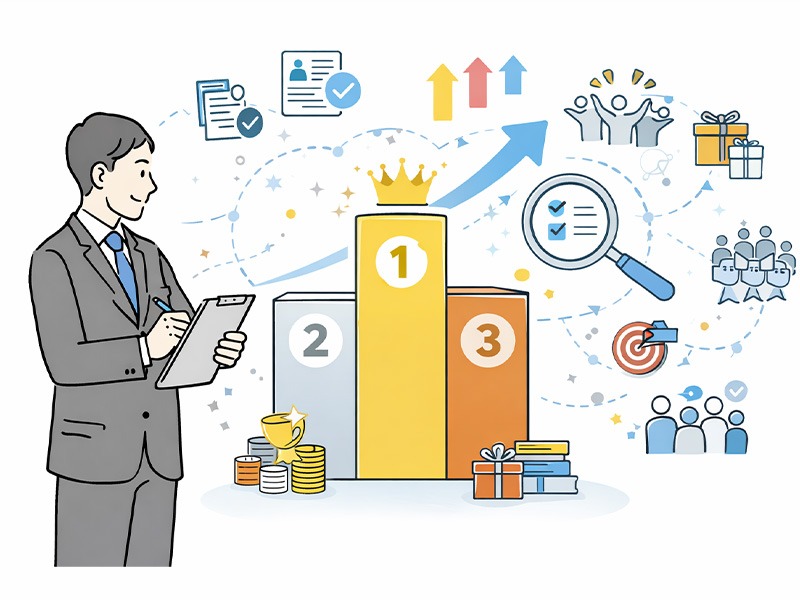 リテンションマネジメントにおいて定着率への効果が高い施策を、優先順位の考え方とともに整理した人材定着施策ランキングのイメージ