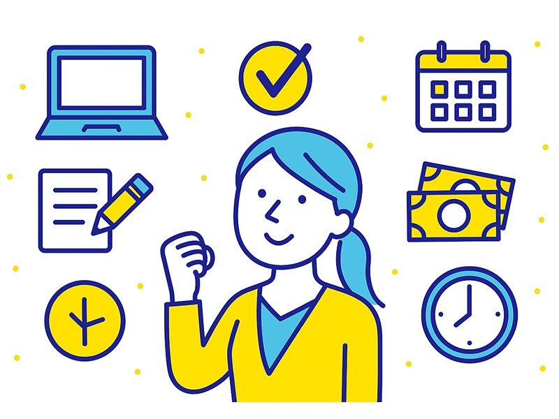 在宅ワークやリモート副業の中から、スキルを活かして収入を伸ばしやすい在宅副業をランキング形式で整理したイメージイラスト