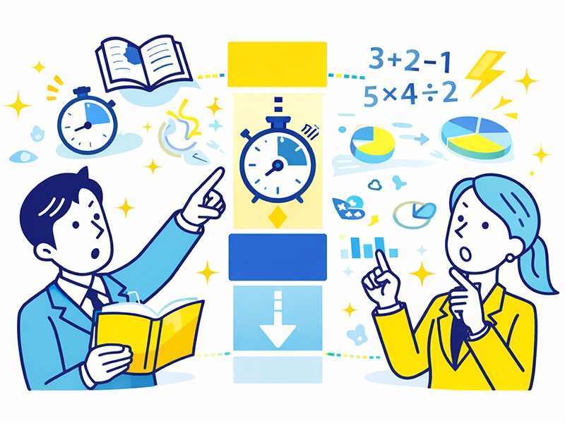 SPI対策で非言語問題の考え方を整理し、条件処理の力を身につけるイラスト