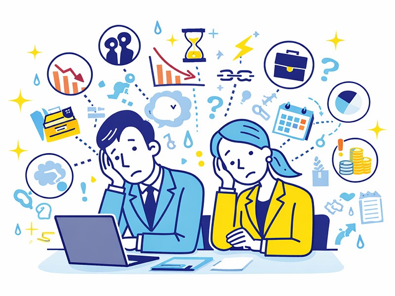 仕事モチベーションが全くない原因を、30代40代50代の働き方や役割の変化から整理したイラスト