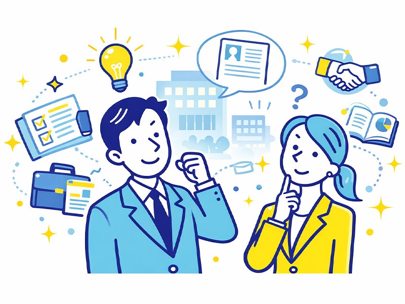 就活におけるインターン参加が有利と言われる理由や活かし方を表したイラスト