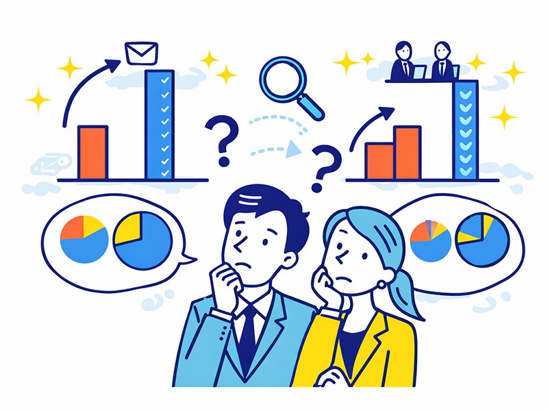 就活の内定率と通過率の目安を整理し状況を考える就活生のイラスト