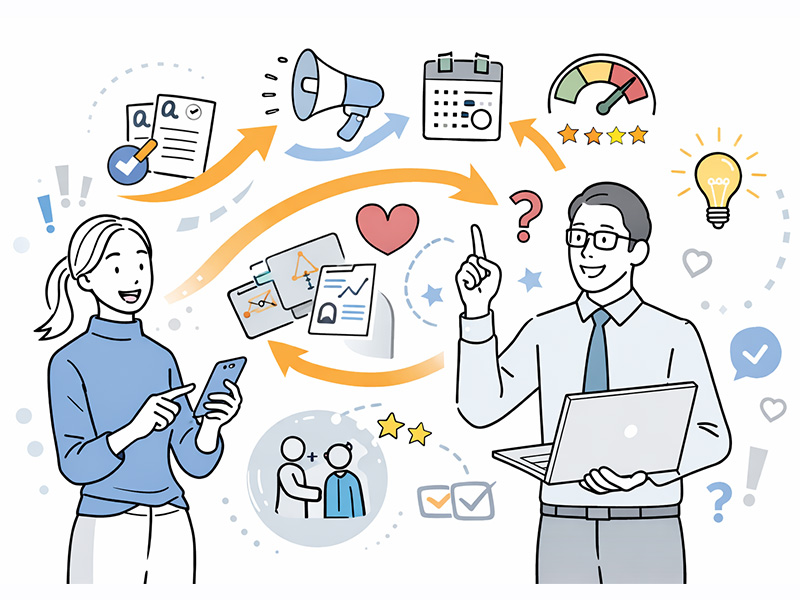 体入ドットコムを中心にナイトワーク求人媒体の特徴と強みを比較して整理するイメージイラスト