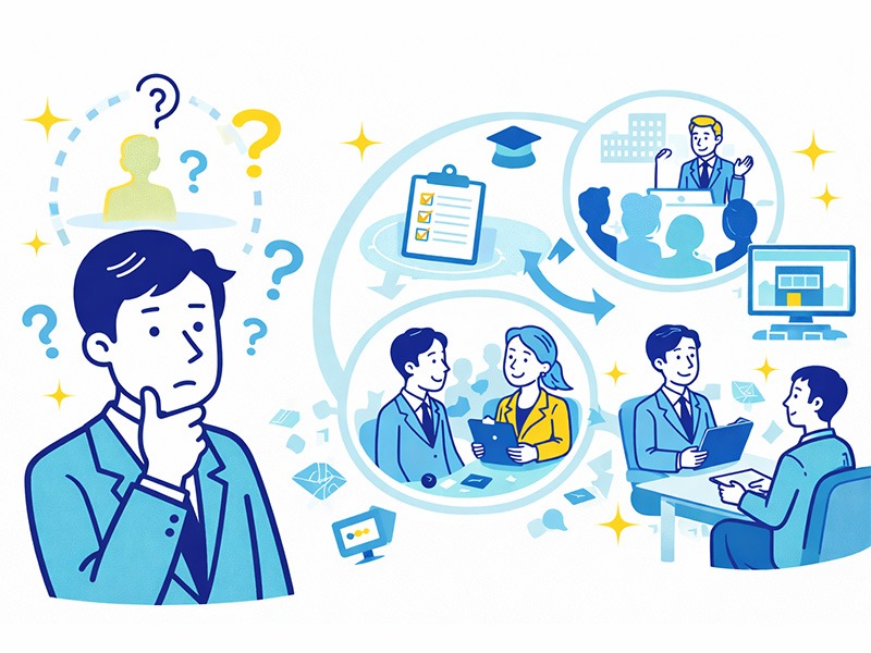 就活でOBOG訪問をしたいが相手がいない場合の探し方や考え方を整理したイラスト