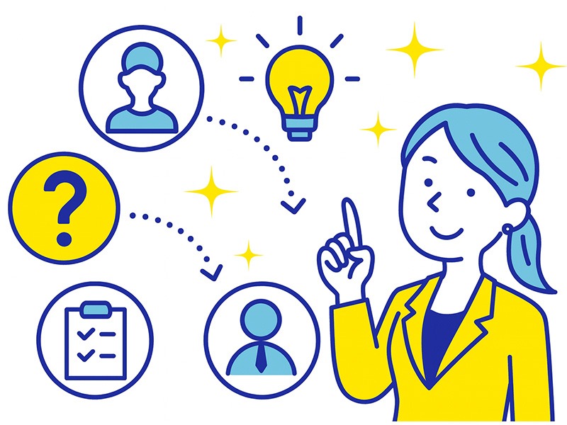 リスキリング制度が向いている人の特徴を表したイラスト。転職を見据えてキャリア相談やスキル習得を検討する在職者のイメージ。