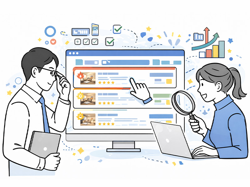 体入ドットコムの店舗一覧ページ訴求オプションで視認性とクリック率を高めるイメージ