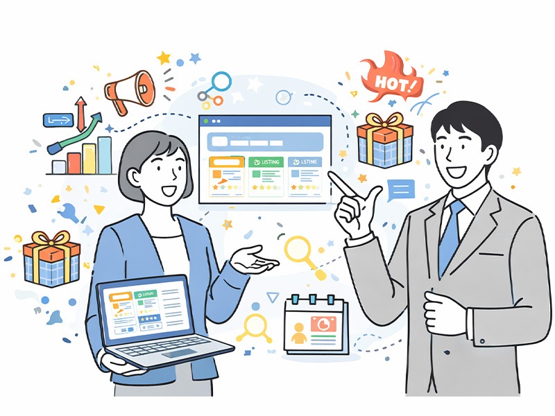 体入ドットコムの全オプションを一覧で整理し、表示場所や効果の違いを解説するイメージ