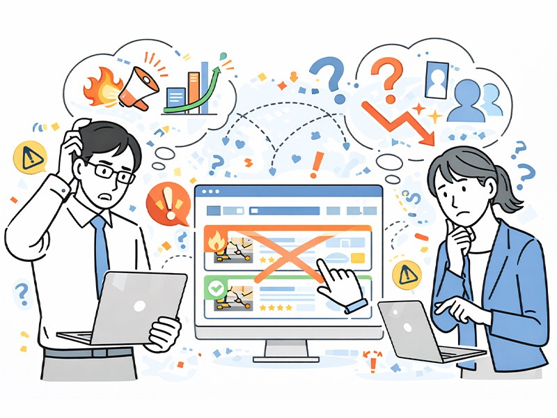 体入ドットコムのオプション選定で効果が出にくい失敗例を整理したイメージ