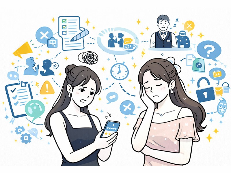 体入ドットコムで本入店を妨げる店舗側の行動をランキングで示したイメージ