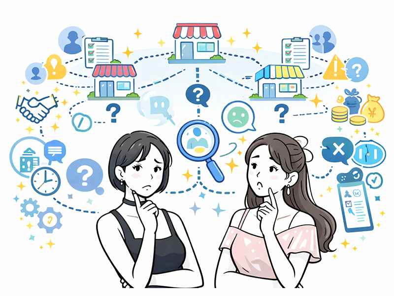 体入ドットコムで本入店が増えない原因を構造的に整理したイメージ