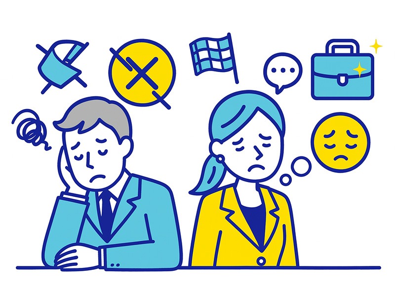 ENFJに向かない仕事の特徴を表現したストレスや孤立感のイラスト