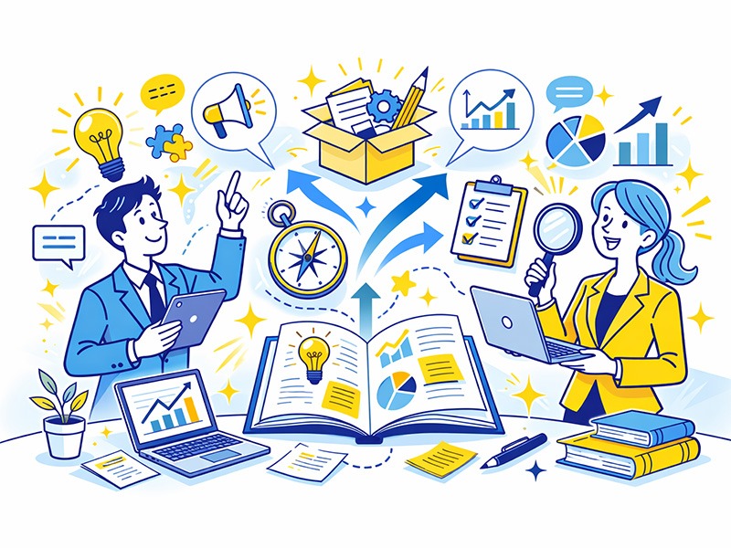 ENTP討論者に向いてる仕事を男女別に整理したイラスト｜発想力と柔軟性を活かせる適職の特徴