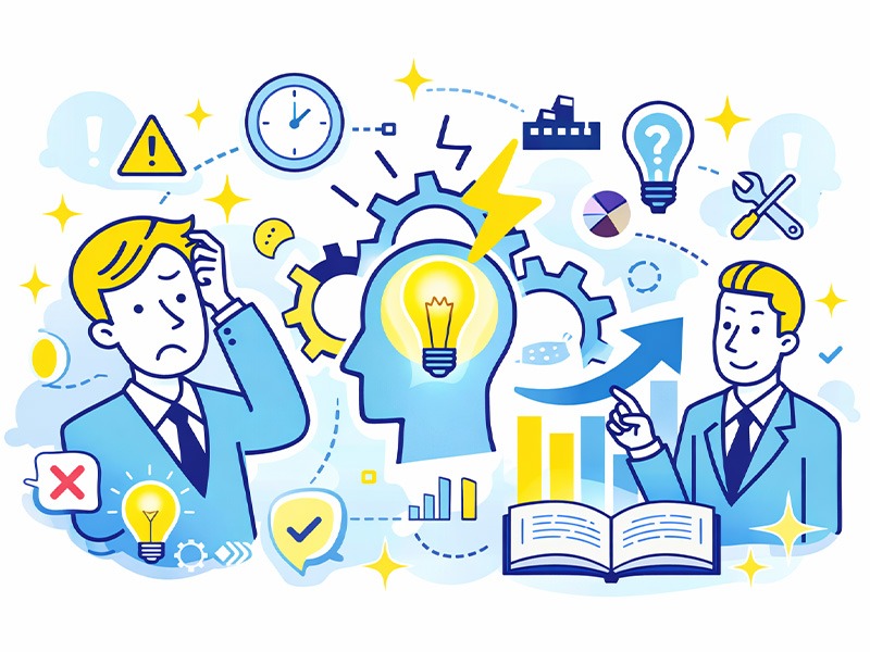 ENTP討論者の性格と仕事の向き不向きを表したイラスト｜アイデア発想力と柔軟性が強みのENTPタイプ