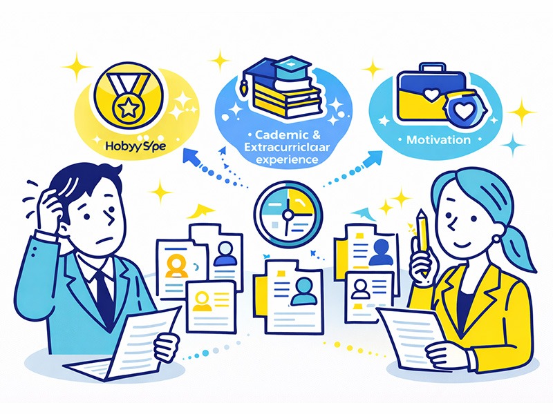 就活ES(エントリーシート)の書き方として、自己PR・ガクチカ・志望動機など主要項目を整理し、文字数目安と伝える内容を理解するイメージ