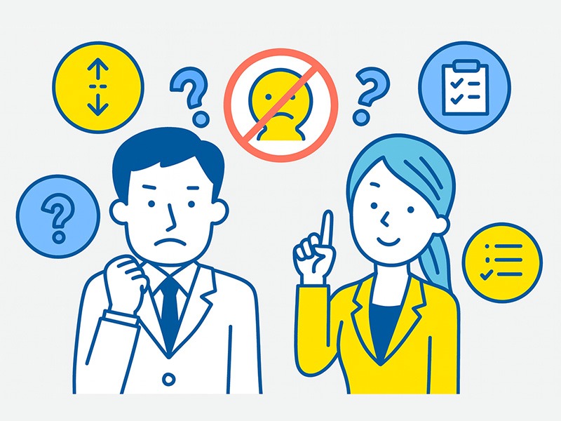 ESTJが後悔しない転職判断の基準を示すイラスト。評価基準の明確さや負担の偏りを避けて職場を選ぶ重要性を表現。