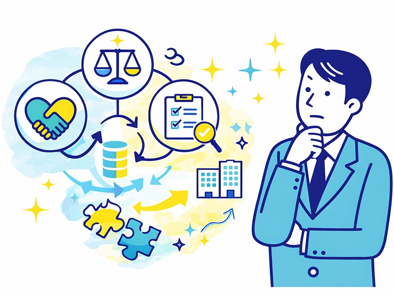 転職の最終面接・役員面接・社長面接で評価されやすい回答の考え方と判断基準・価値観・再現性を示したイラスト