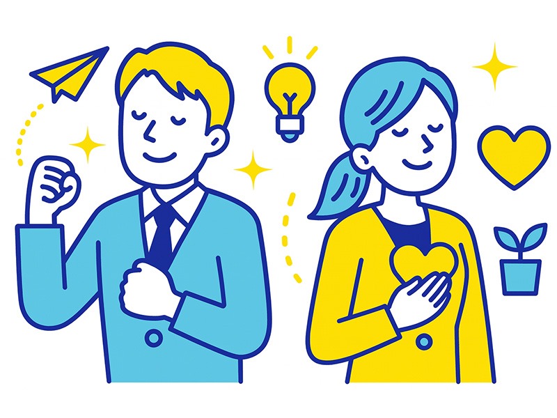 INFPに向いている仕事の特徴をイメージ化したイラスト。静かな環境で創造性や共感力を発揮する様子を表現した図。