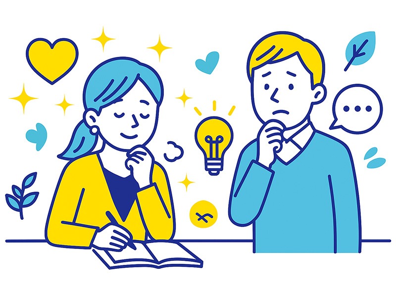 INFPの性格特徴をイメージ化したイラスト。価値観を大切にし、静かな環境で集中力と創造性を発揮する様子を表す図。