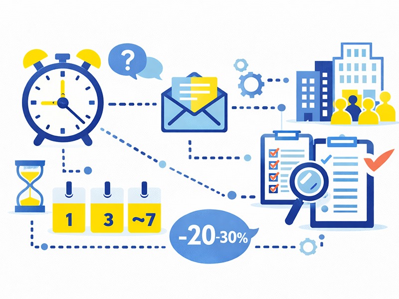 一次面接の結果連絡が遅い理由を企業側要因から整理し、不採用と判断しない考え方を示す就活向けイラスト