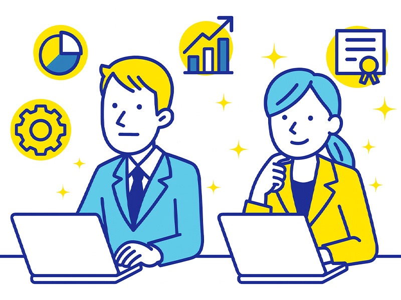 INTJに向いている仕事の特徴を表すイラスト。思考の深さや計画性を生かしながら専門性を追求する姿を示した構図。