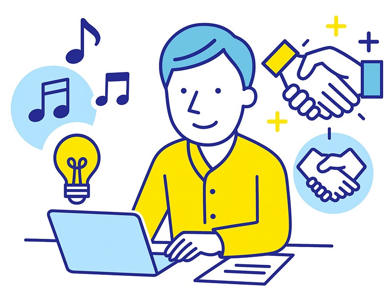 ISFPに向いてる仕事と職場環境をイメージしたイラスト。静かな環境で自分のペースを大切にしながら丁寧に作業する様子を表現した画像。