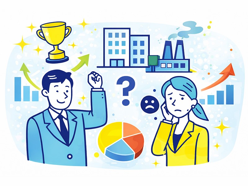 就活の最終面接における通過率と落ちる確率の違いをグラフで示したイラスト