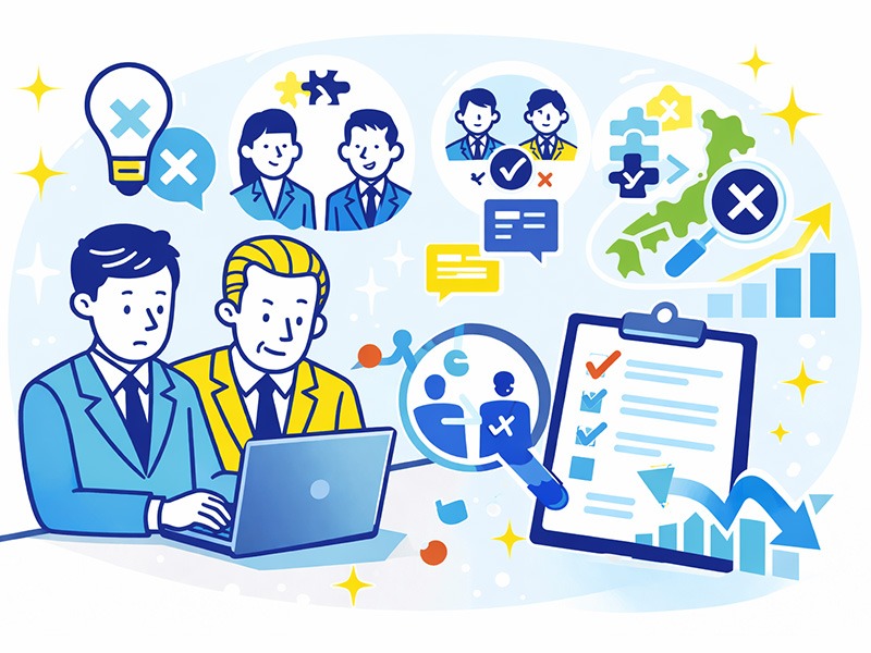 就活の最終面接で落ちる理由を整理し、企業側の判断軸を示したイラスト