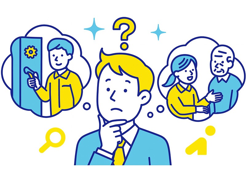 性格タイプ別で男性に向く手に職の仕事一覧を示すイラスト