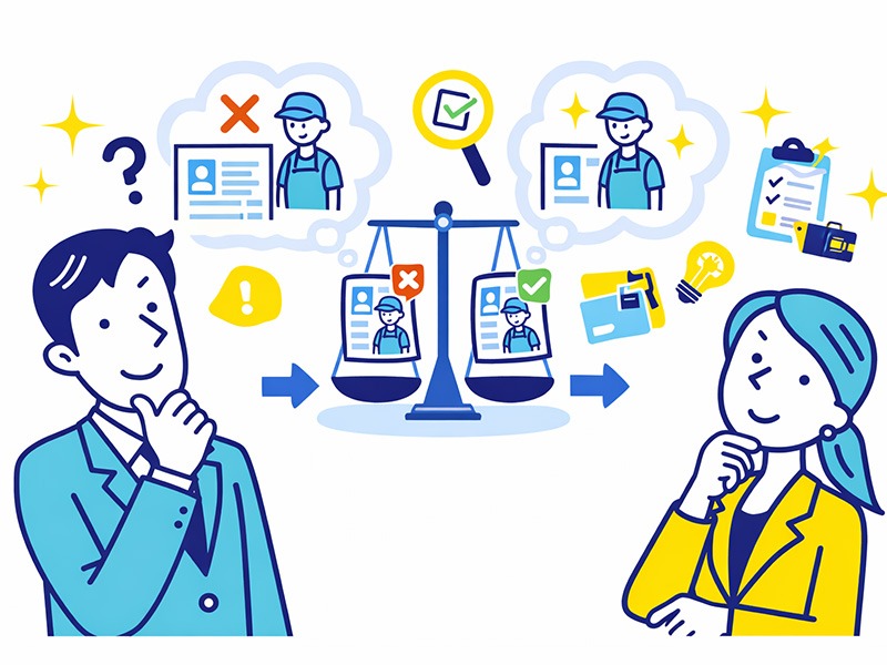 転職の履歴書でアルバイト歴を書くかどうかを職種との関連性から判断する基準を示したイラスト