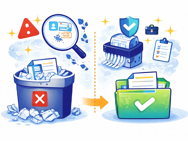 転職回数が多い履歴書で一年未満の職歴を省略してよいか、採用側の確認基準をアイコンで表したイラスト