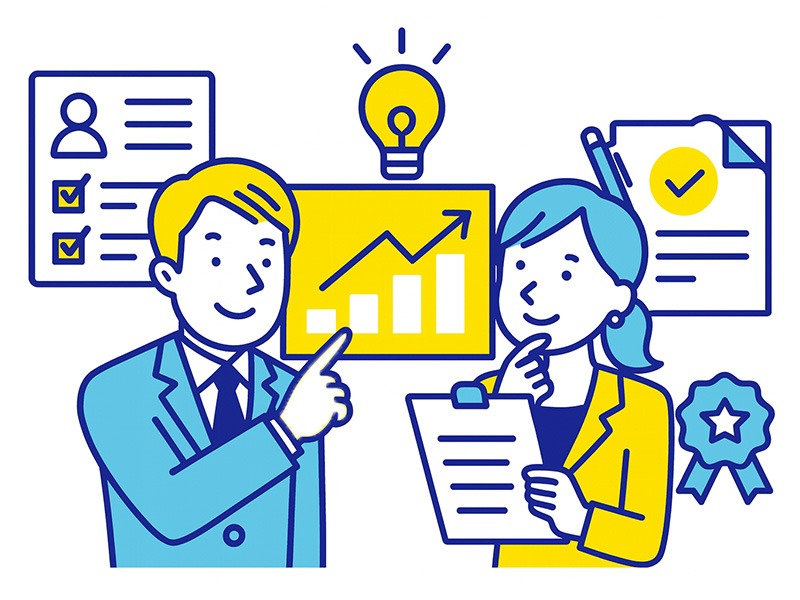 職務経歴書テンプレートが選ばれる理由を示すイラスト（読みやすい職務経歴書・実績整理・高品質テンプレート）