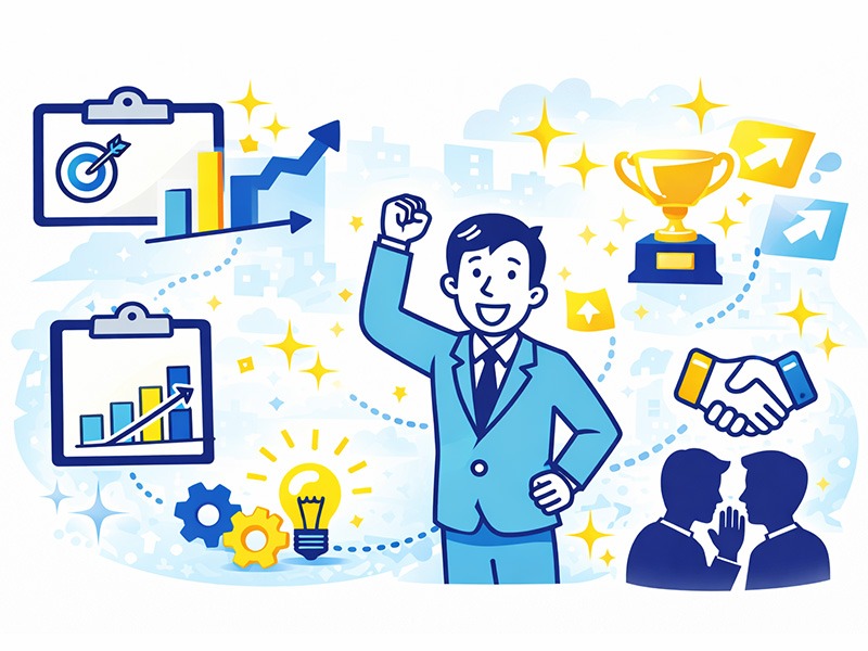 20代で転職回数が多くても職務経歴の一貫性や成長性が評価される条件を表したイラスト