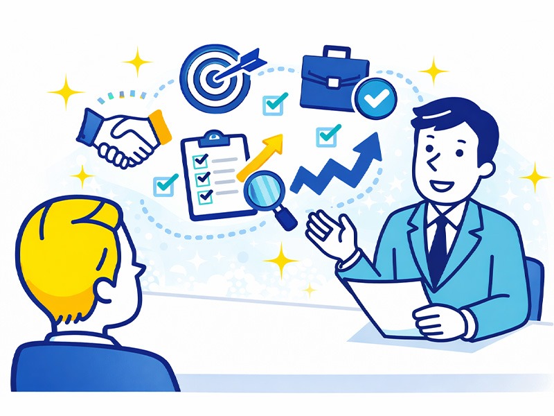 20代で転職回数が多い場合の面接対策として職務経歴の整理ポイントを表したイラスト